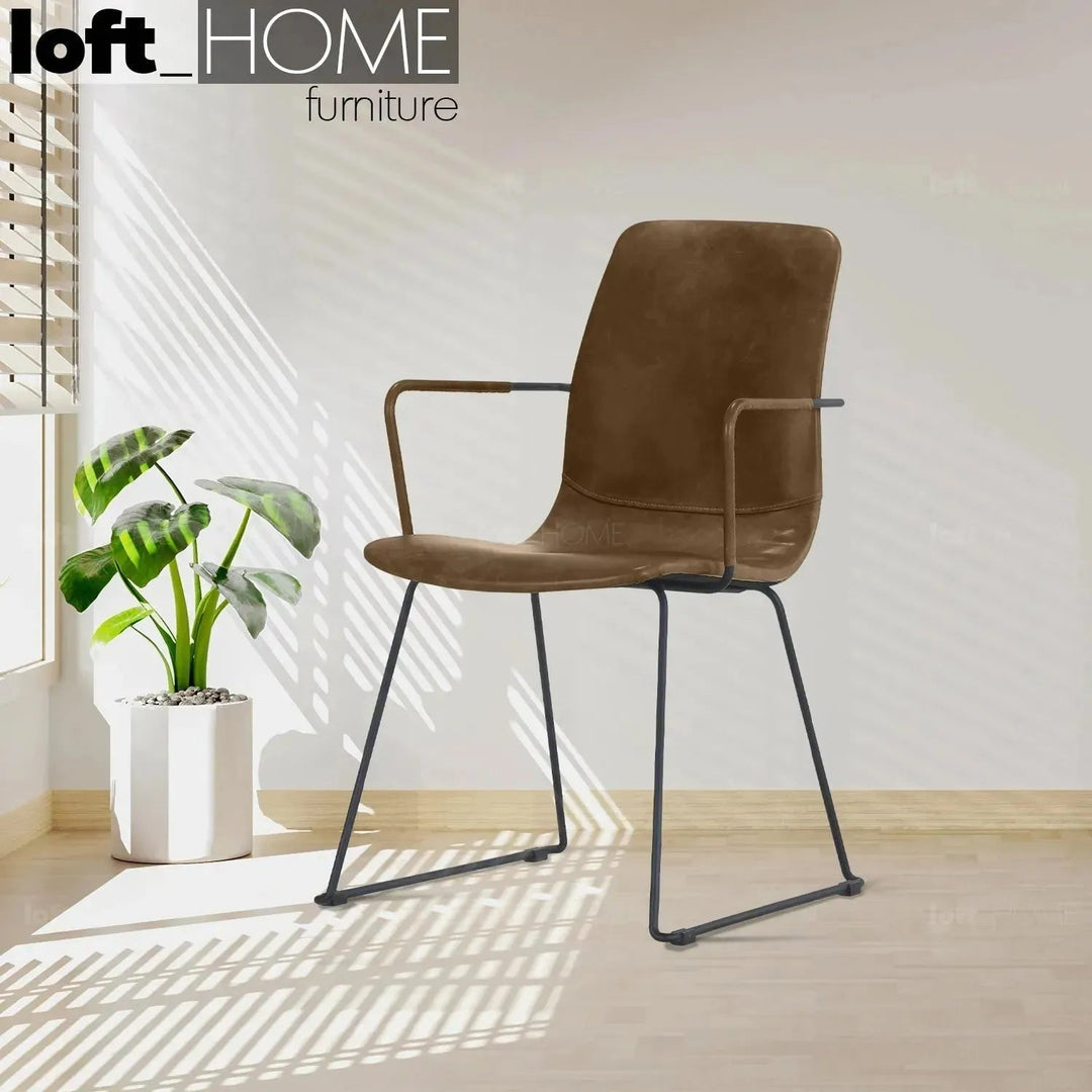 Industrial Genuine Leather Dining Chair OAKLEY I