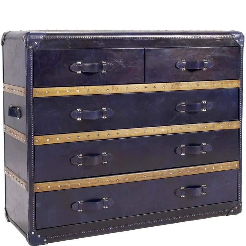 Vintage genuine leather drawer cabinet ox trunk l primary product view.