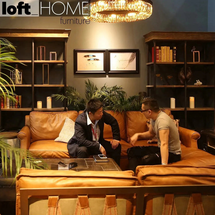 Vintage Genuine Leather L Shape Sectional Sofa BARCLAY 2+L