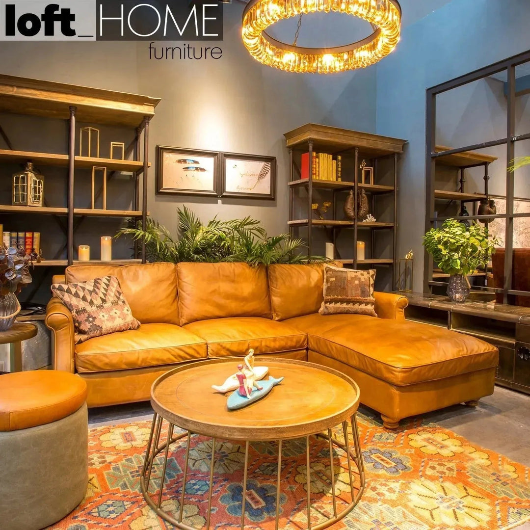 Vintage Genuine Leather L Shape Sectional Sofa BARCLAY 2+L