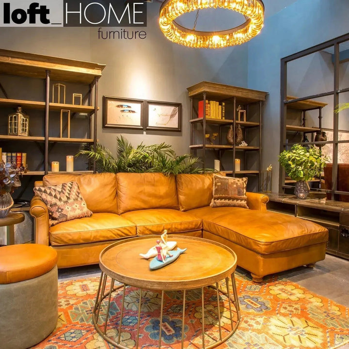 Vintage Genuine Leather L Shape Sectional Sofa BARCLAY 2+L