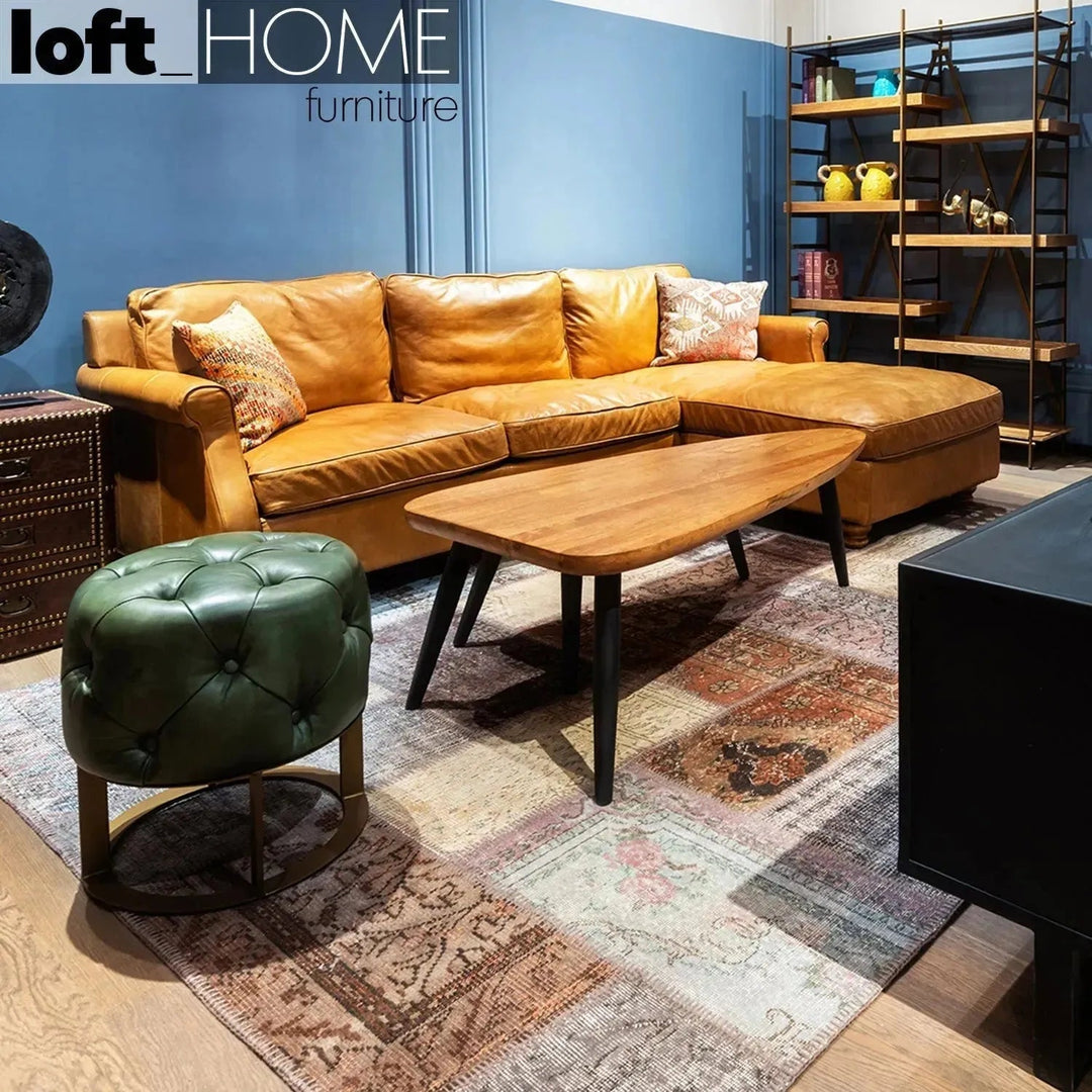 Vintage genuine leather l shape sectional sofa barclay 2+l in details.