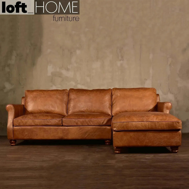 Vintage genuine leather l shape sectional sofa barclay 2+l primary product view.