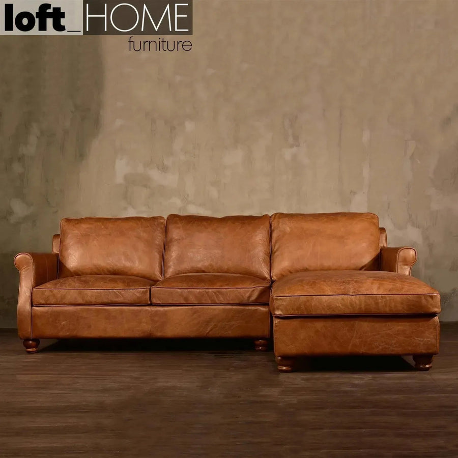 Vintage genuine leather l shape sectional sofa barclay 2+l primary product view.