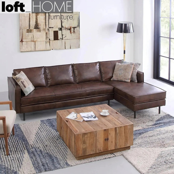 Vintage Genuine Leather L Shape Sectional Sofa BELGIAN 3+L