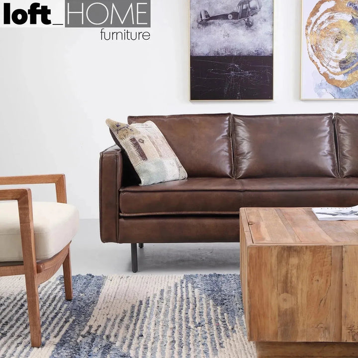 Vintage Genuine Leather L Shape Sectional Sofa BELGIAN 3+L