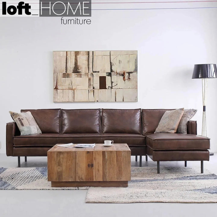 Vintage Genuine Leather L Shape Sectional Sofa BELGIAN 3+L