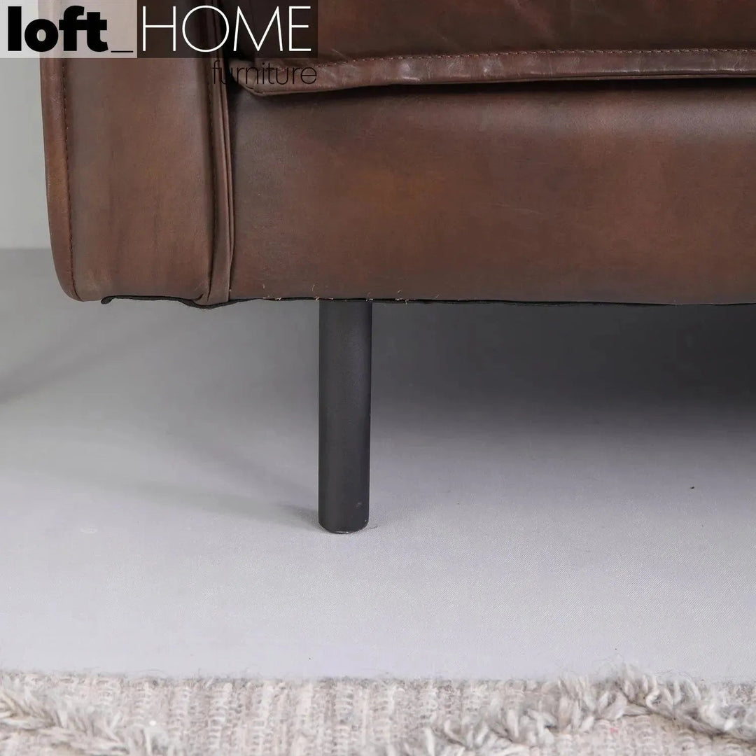 Vintage genuine leather l shape sectional sofa belgian 3+l layered structure.