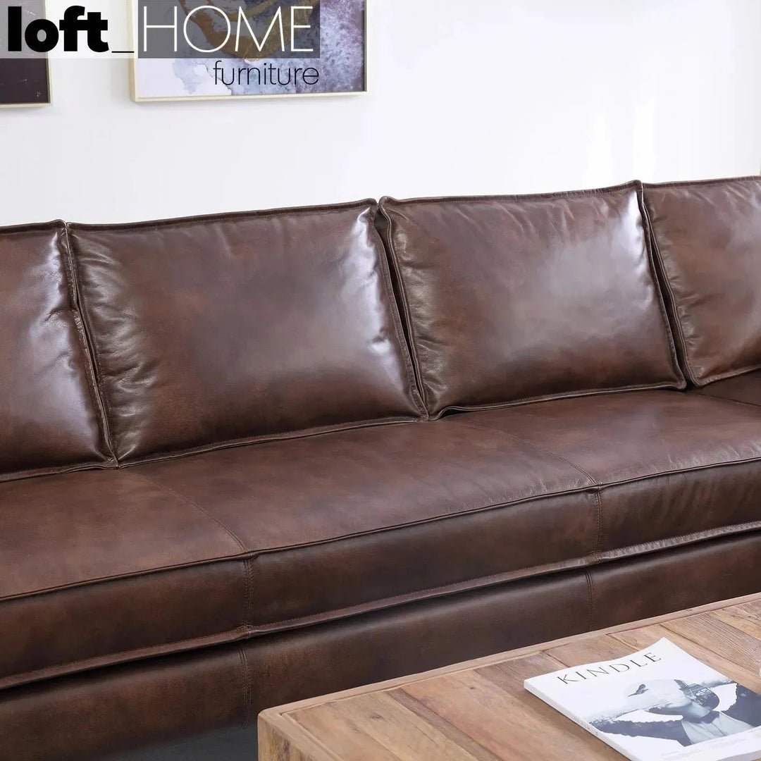 Vintage Genuine Leather L Shape Sectional Sofa BELGIAN 3+L