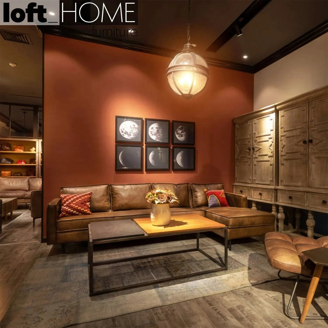 Vintage Genuine Leather L Shape Sectional Sofa BELGIAN 3+L