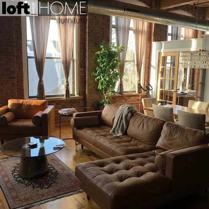 Vintage Genuine Leather L Shape Sectional Sofa OLGA 2+L