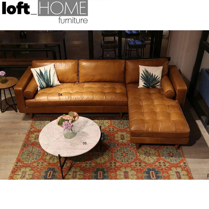 Vintage Genuine Leather L Shape Sectional Sofa OLGA 2+L