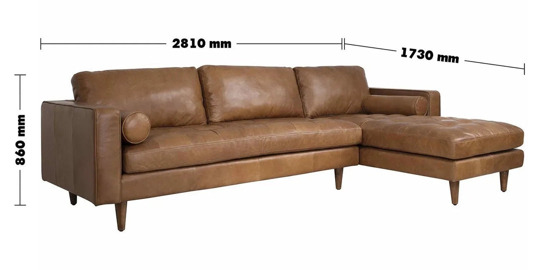Vintage Genuine Leather L Shape Sectional Sofa OLGA 2+L
