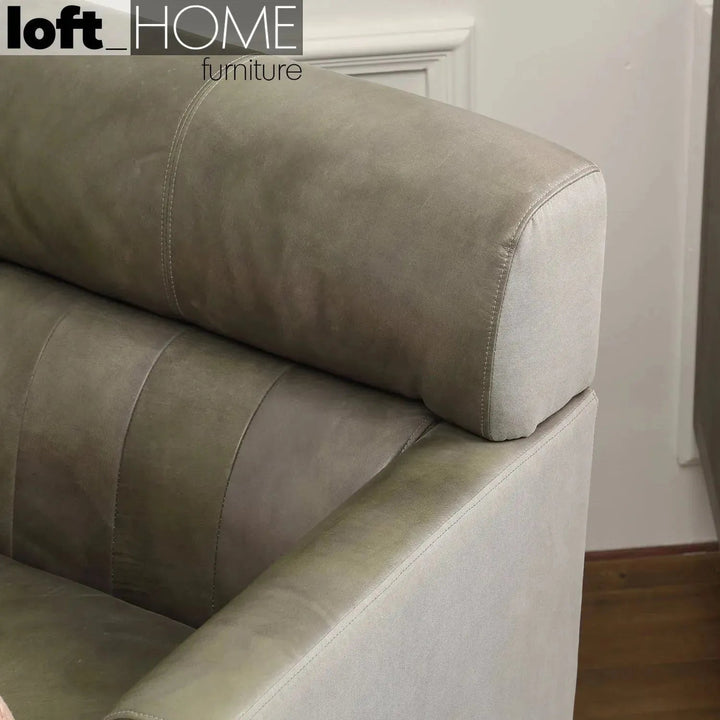 Vintage genuine leather l shape sofa green franco conceptual design.