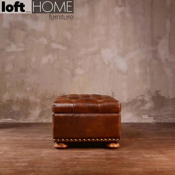 Vintage Genuine Leather Ottoman CHESTERFIELD