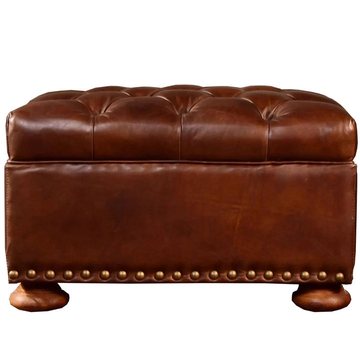 Vintage Genuine Leather Ottoman CHESTERFIELD