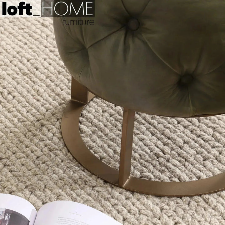 Vintage Genuine Leather Ottoman GREEN FRANCO