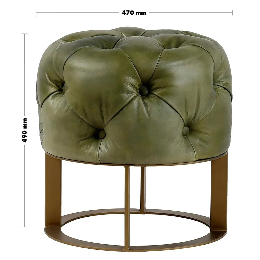 Vintage Genuine Leather Ottoman GREEN FRANCO