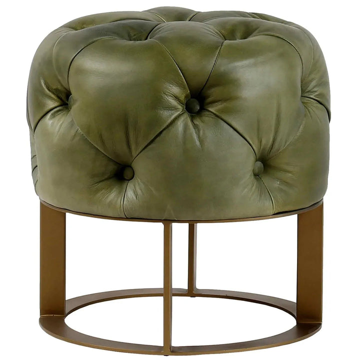 Vintage Genuine Leather Ottoman GREEN FRANCO