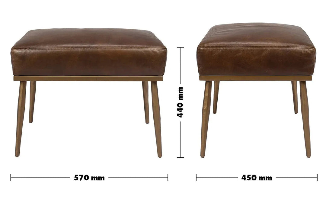 Vintage Genuine Leather Ottoman HUMMER BRASS