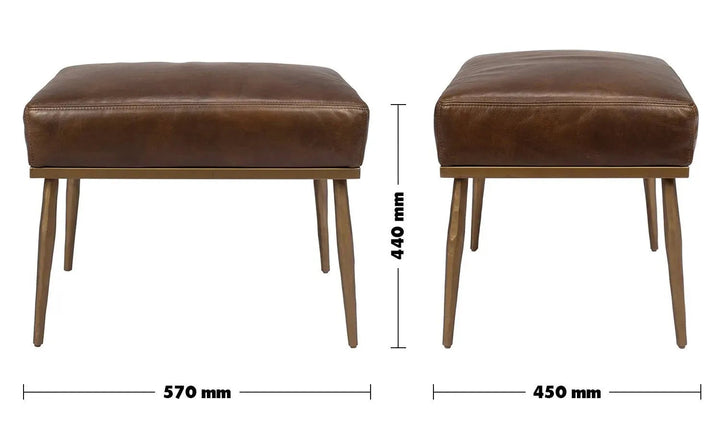 Vintage Genuine Leather Ottoman HUMMER BRASS