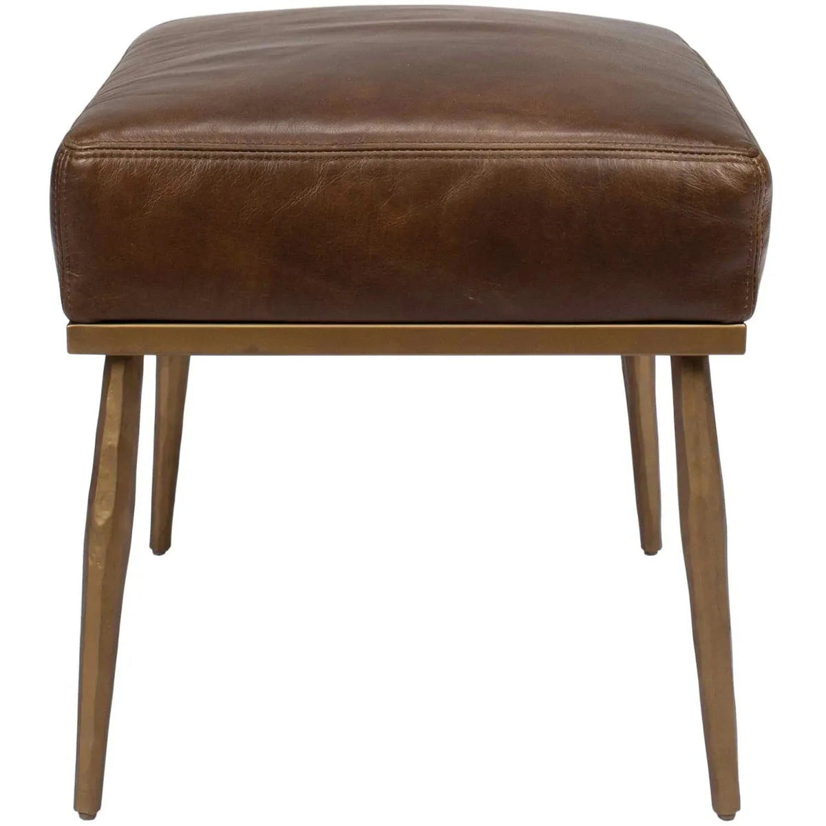 Vintage genuine leather ottoman hummer brass in real life style.