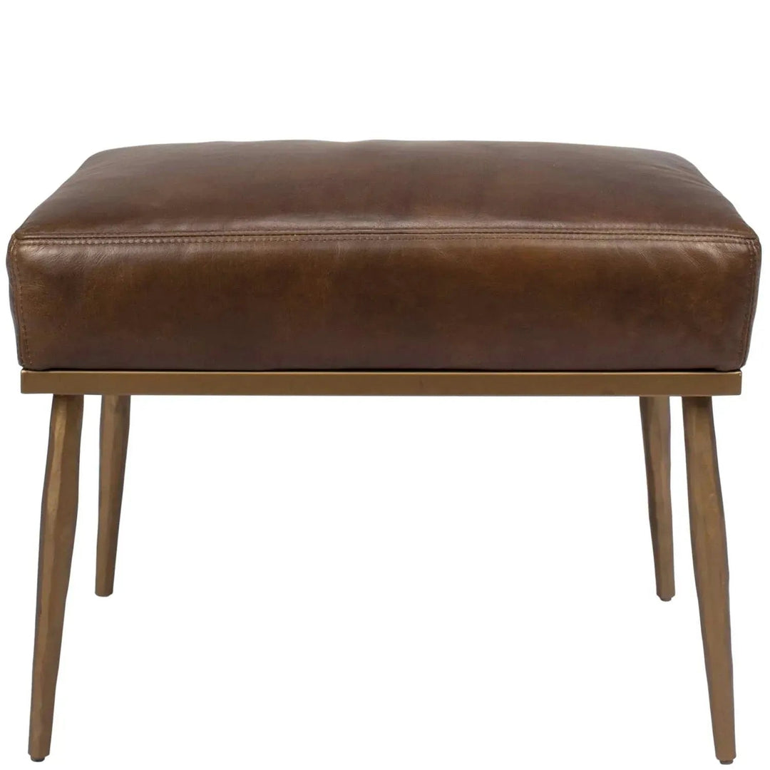 Vintage Genuine Leather Ottoman HUMMER BRASS