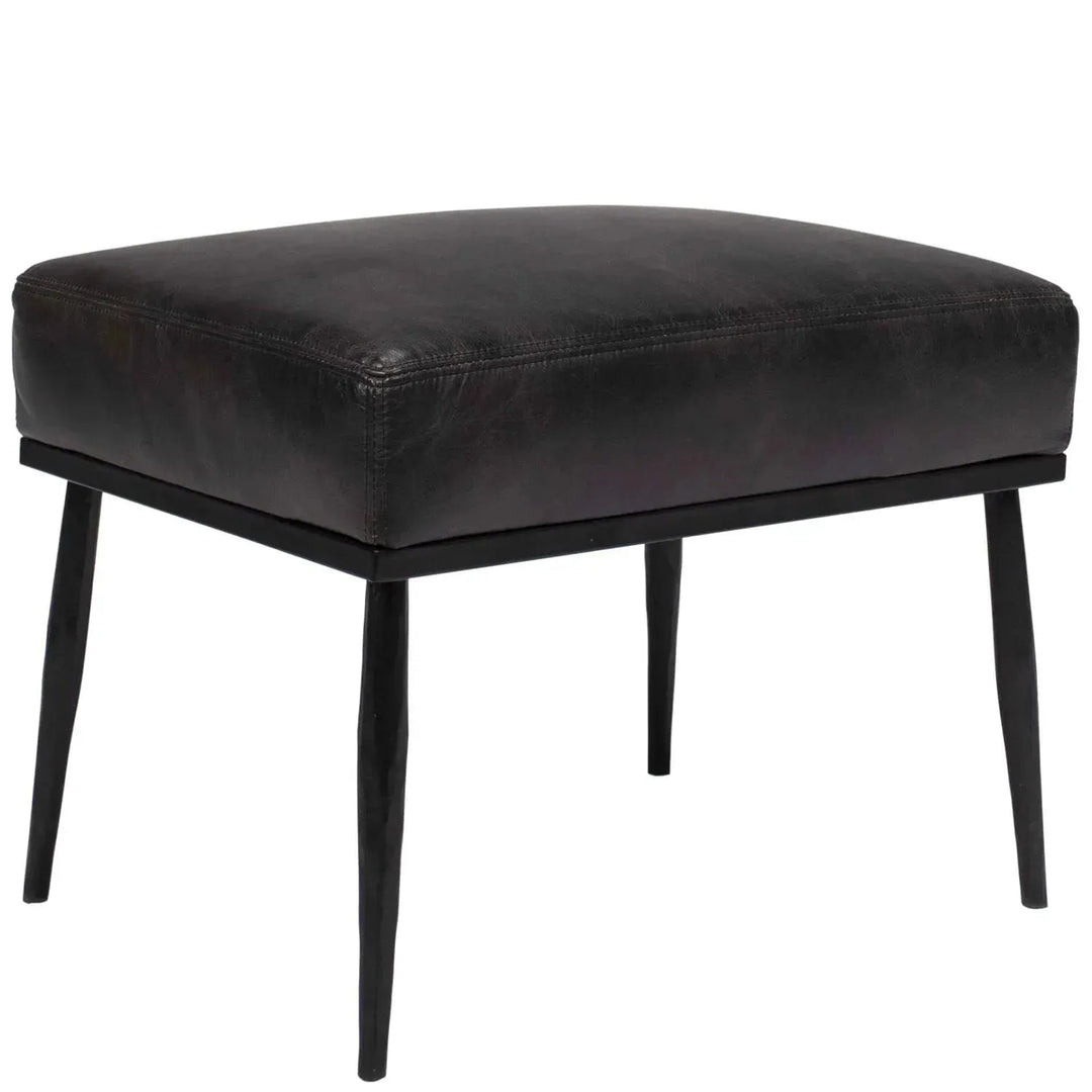 Vintage Genuine Leather Ottoman HUMMER BRASS