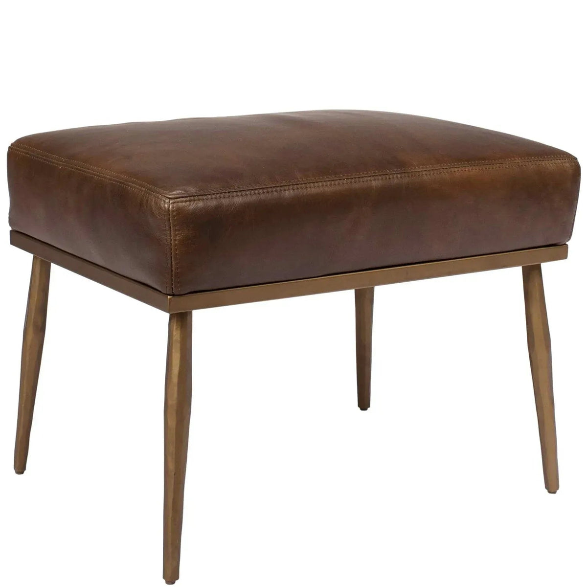 Vintage genuine leather ottoman hummer brass primary product view.