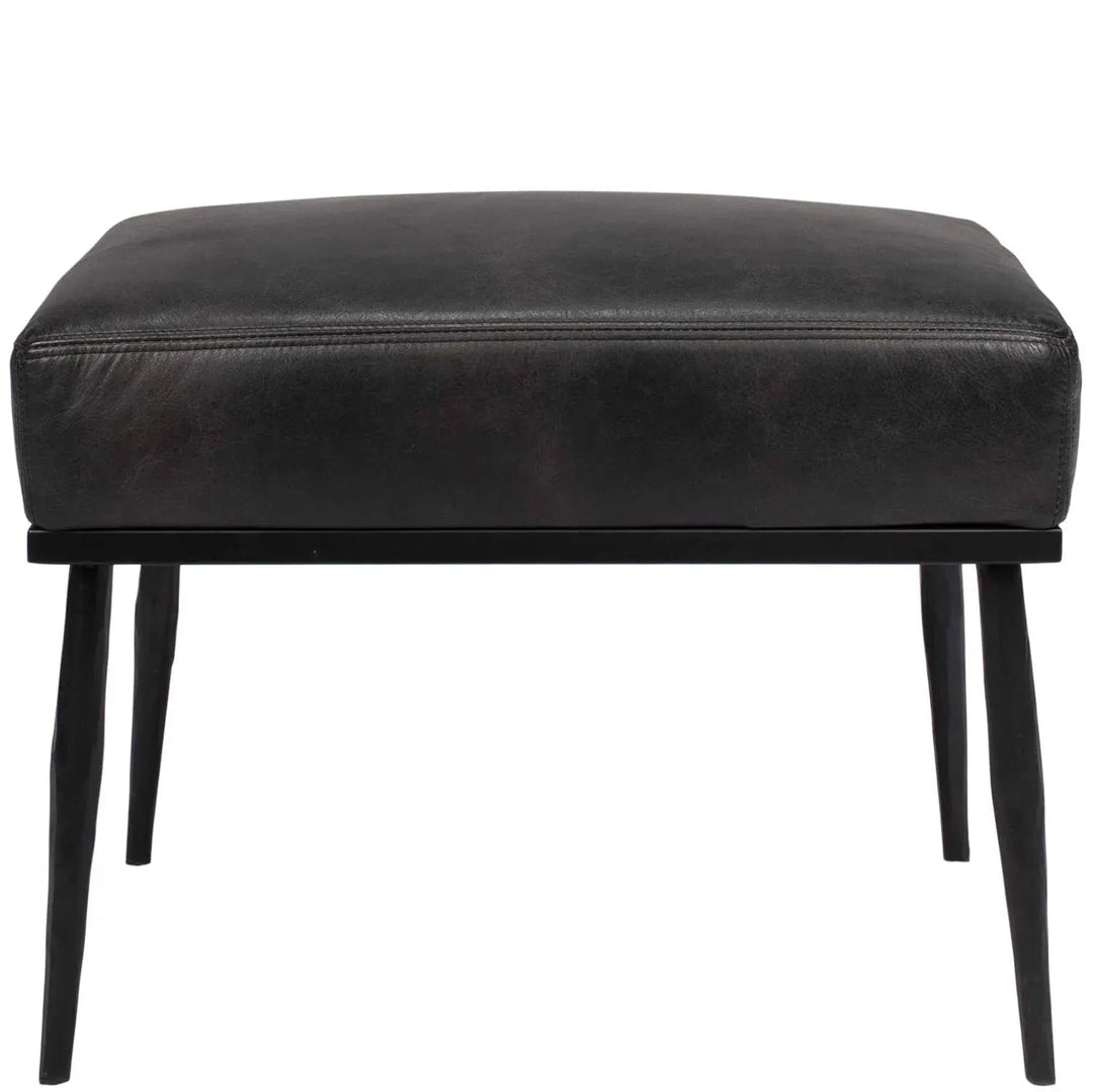 Vintage Genuine Leather Ottoman HUMMER BRASS