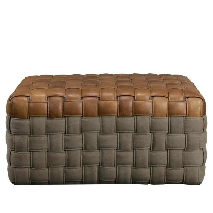 Vintage genuine leather ottoman martin in white background.