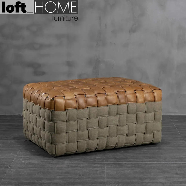 Vintage Genuine Leather Ottoman MARTIN