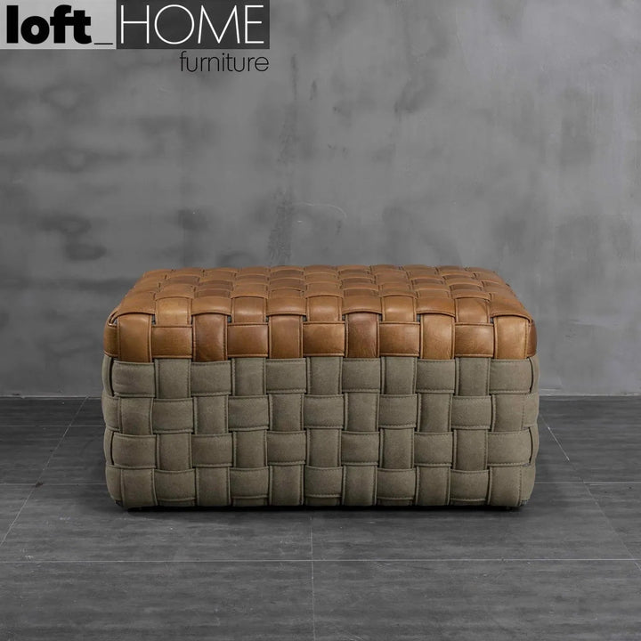 Vintage Genuine Leather Ottoman MARTIN