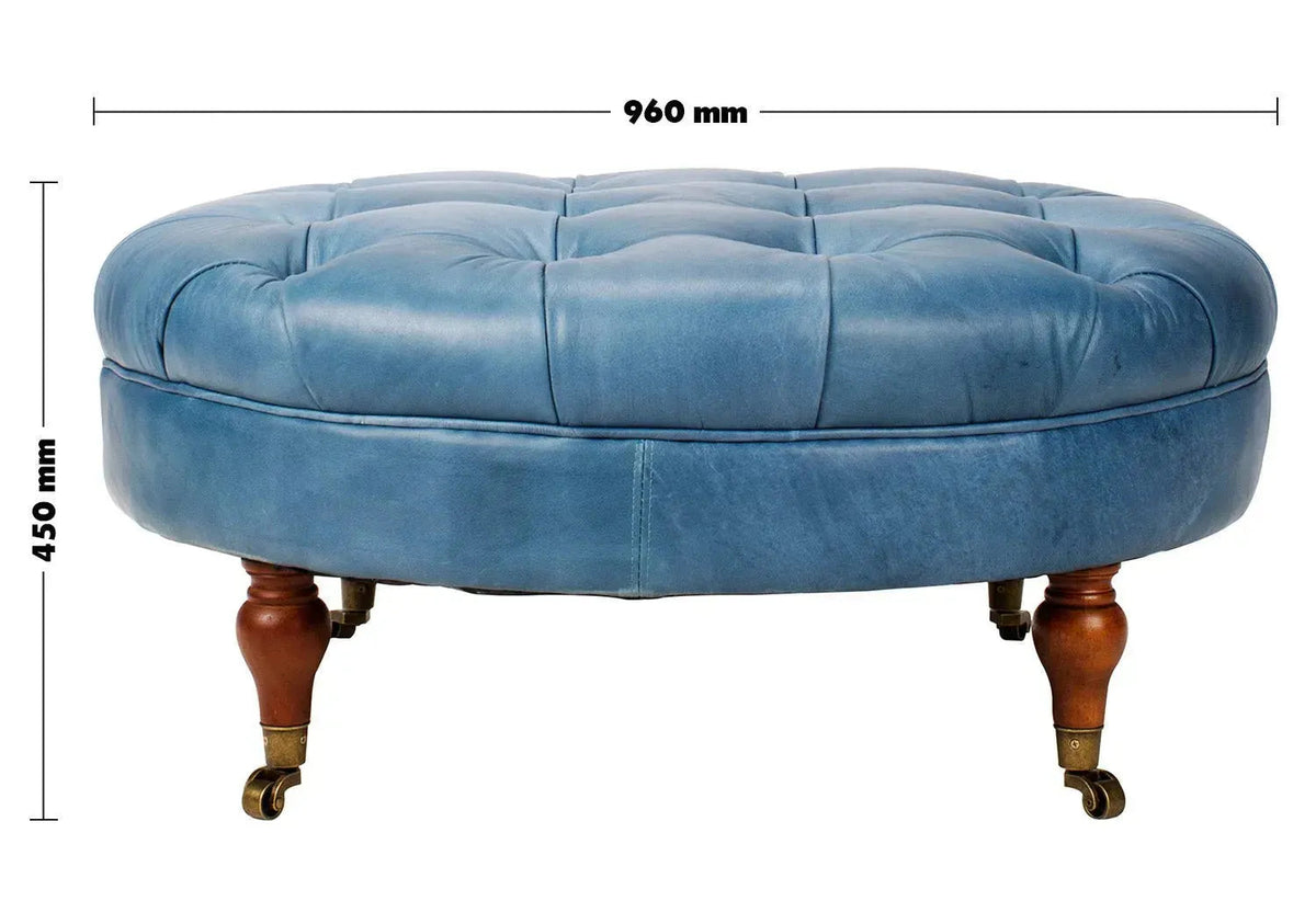Vintage genuine leather ottoman sand size charts.