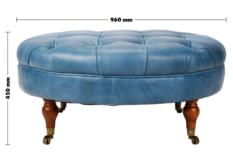 Vintage genuine leather ottoman sand size charts.