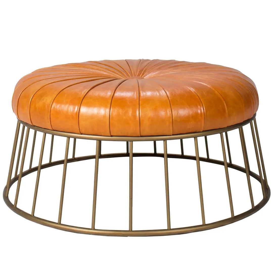 Vintage Genuine Leather Ottoman SPIRAL