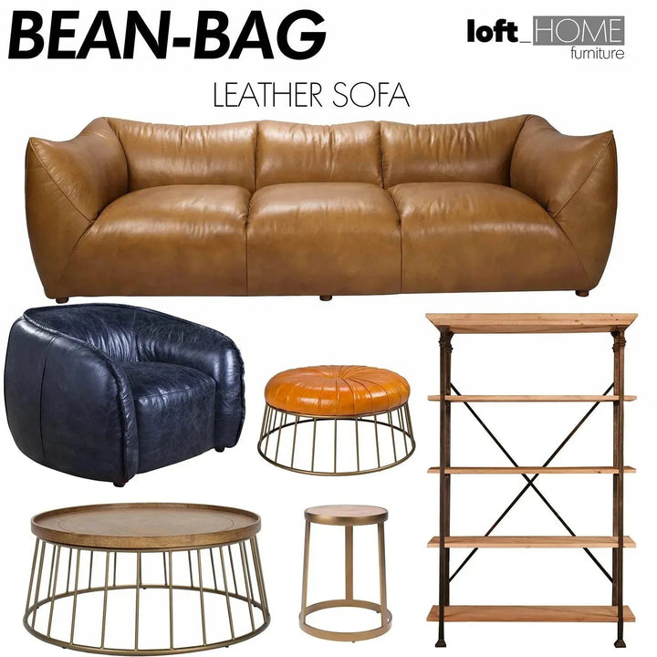 Vintage Genuine Leather Ottoman SPIRAL