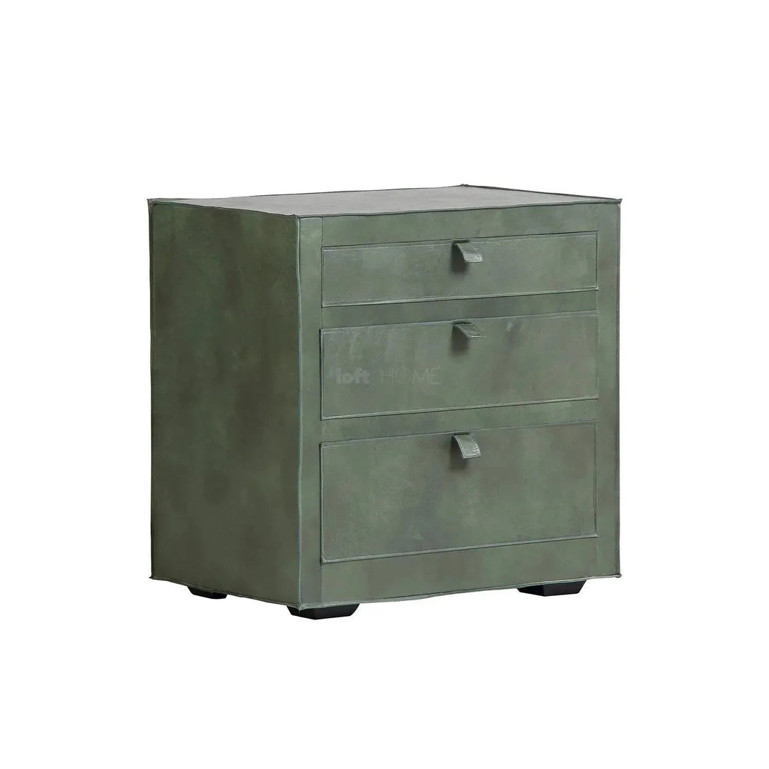 Vintage genuine leather side table murphy in panoramic view.