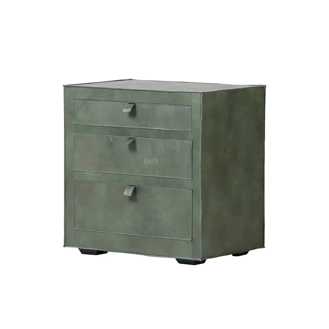 Vintage genuine leather side table murphy in details.