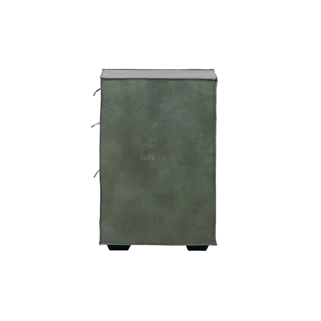 Vintage genuine leather side table murphy with context.
