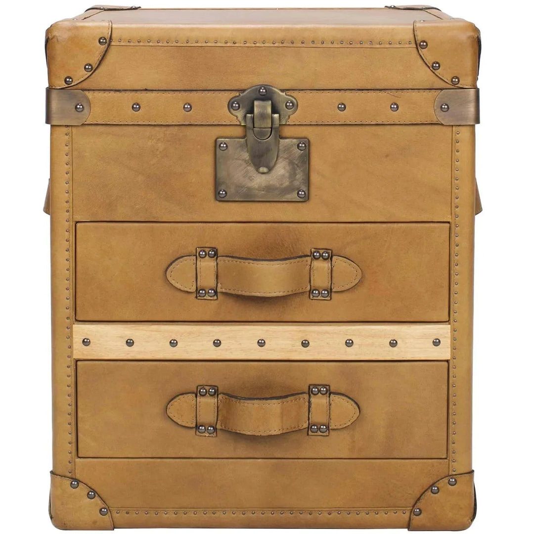 Vintage Genuine Leather Side Table NUT TER TRUNK