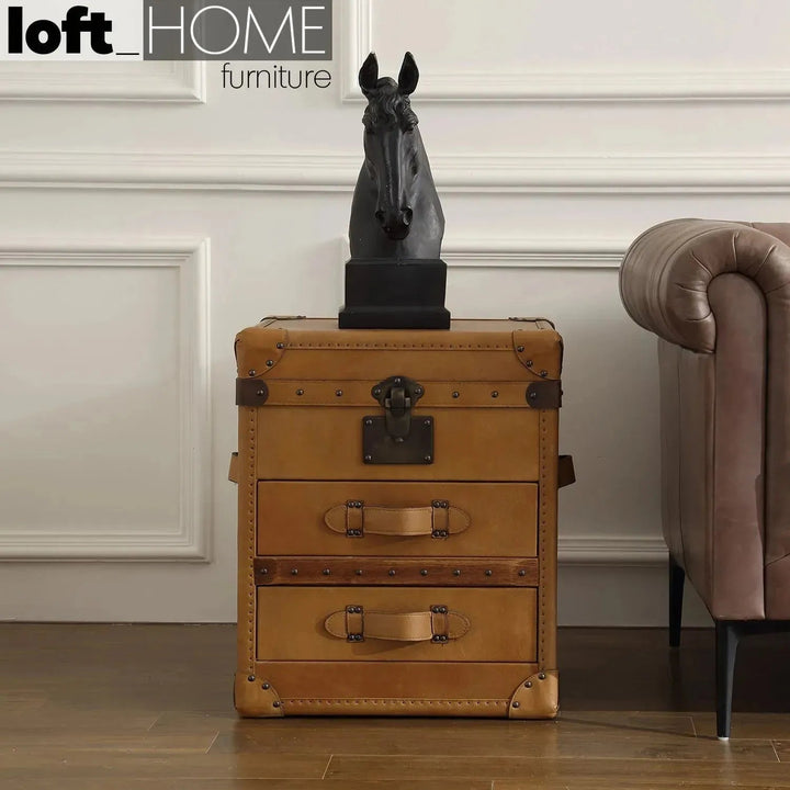 Vintage Genuine Leather Side Table NUT TER TRUNK