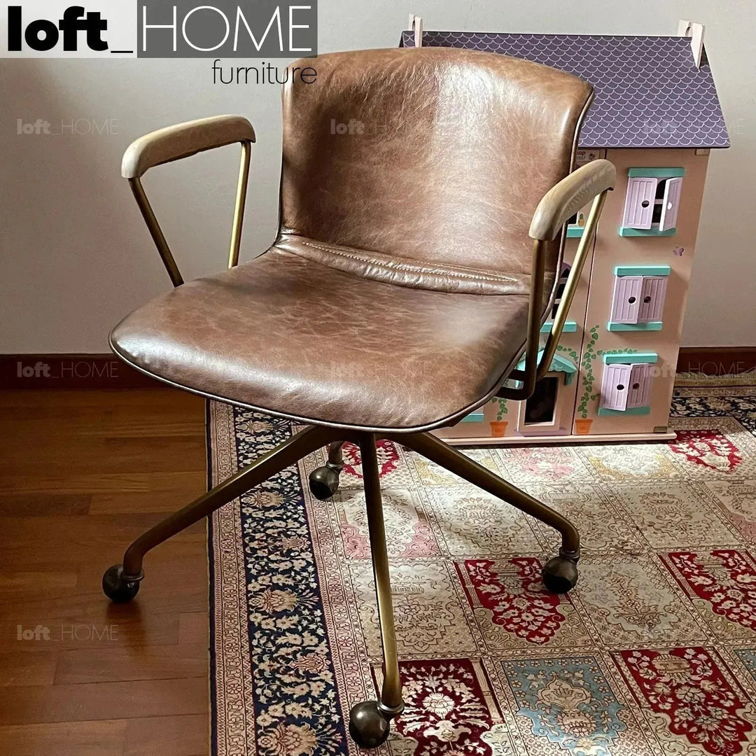 Vintage Genuine Leather Study Chair AKRON