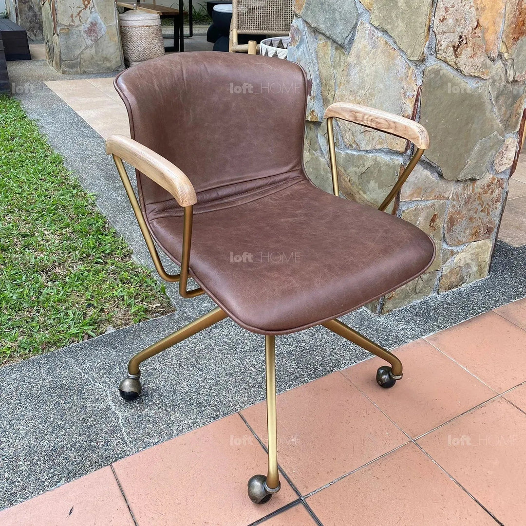Vintage Genuine Leather Study Chair AKRON