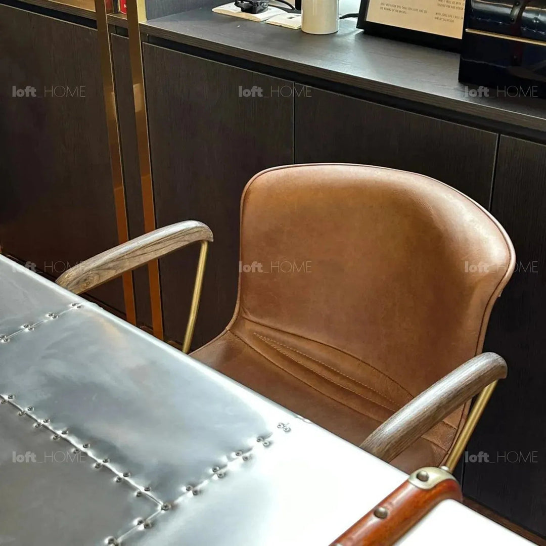 Vintage Genuine Leather Study Chair AKRON