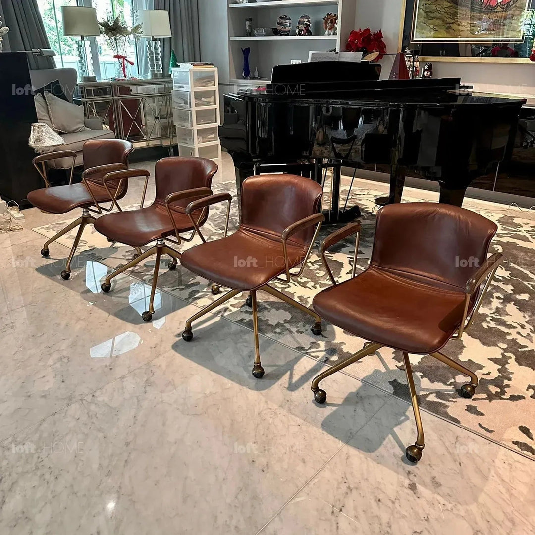 Vintage Genuine Leather Study Chair AKRON