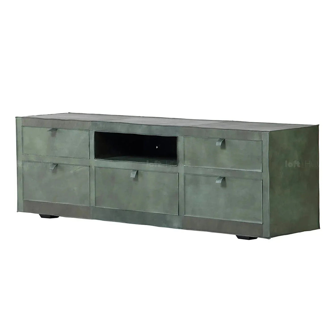 Vintage genuine leather tv console murphy in details.