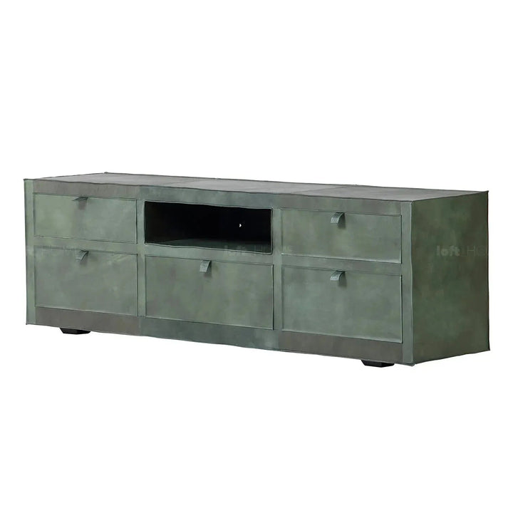 Vintage genuine leather tv console murphy in details.