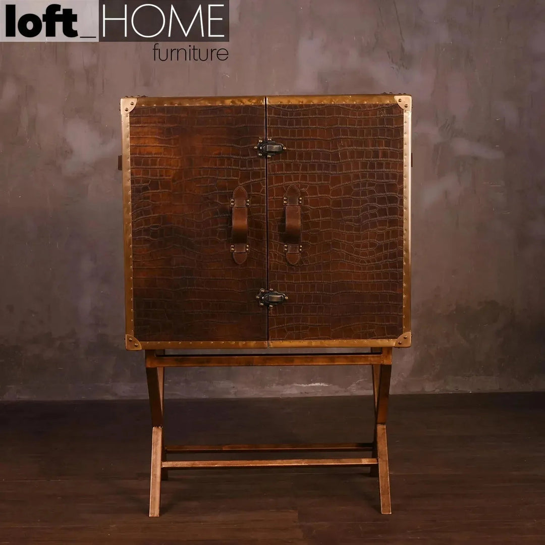 Industrial genuine leather wine cabinet luxury box in real life style.