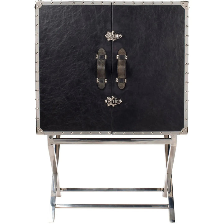 Industrial genuine leather wine cabinet luxury box in panoramic view.